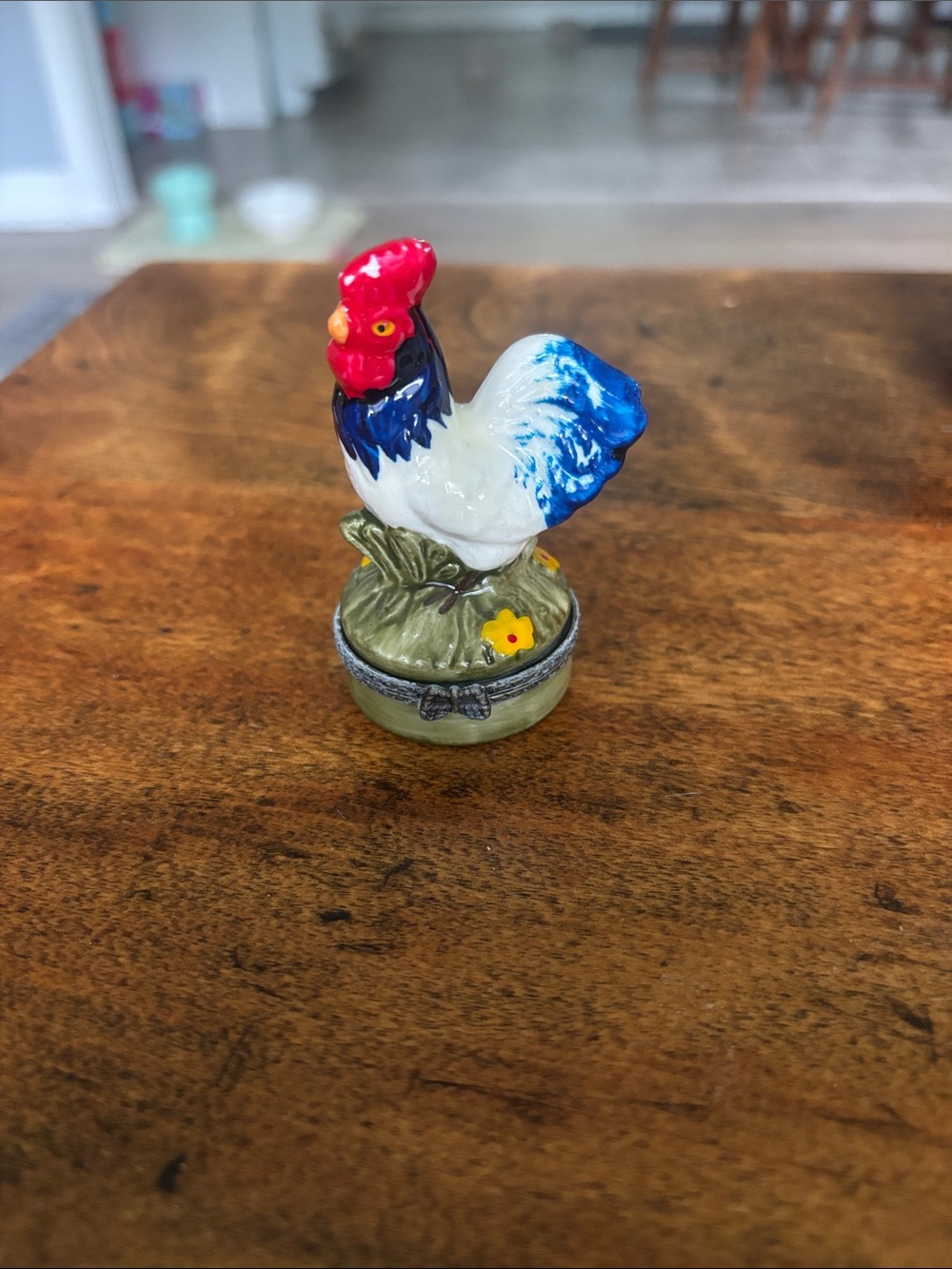 Vintage Ceramic Hinge Trinket Box Miniature Rooster Mid Century Modern Quirky